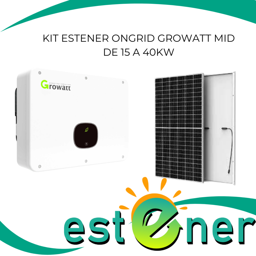 KIT ESTENER ONGRID GROWATT MID TRIFÁSICO 15 kW PARA INDUSTRIAS - ENERGÍA MENSUAL PROMEDIO: 2025 KWH