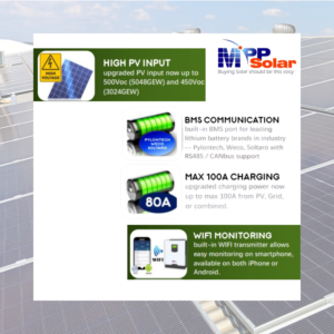 INVERSOR OFF-GRID MPPSOLAR PIP-4224GEW – 4200W – 24V – MPPT 80A – BATTERYLESS – BLUETOOTH / WIFI