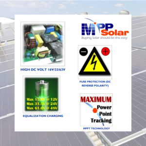 INVERSOR OFF-GRID MPPSOLAR PIP-1012MSE – 1000W – 12V – MPPT 40A – ONDA SENOIDAL PURA